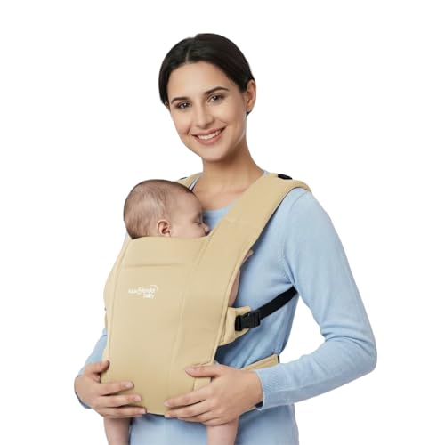 Image of Haus & Kinder Enlace Baby Carrier for 0 to 2 Years Baby, Ergonomic Baby Carry Bag for Newborn to Toddler, Soft Infant Carrier with Adjustable Straps, Breathable Lightweight Baby Carrying Bag, Up to 11.3 Kg (Beige)