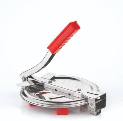 stainless steel puri maker press machine - roti chapati presser for home - papad-khakhra-poori manual hand press with handle for kitchen pack