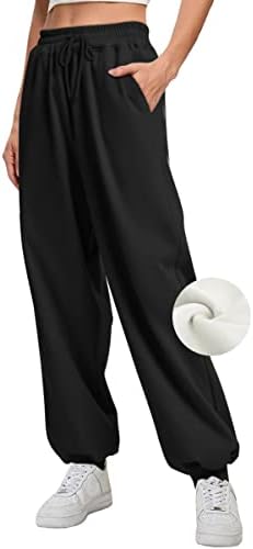 AUTOMET Womens Winter Sweatpants Cinch Bottom Travel Winter Preppy Clothes Casual Pants Y2k Athletic Workout Joggers with Pockets Black
