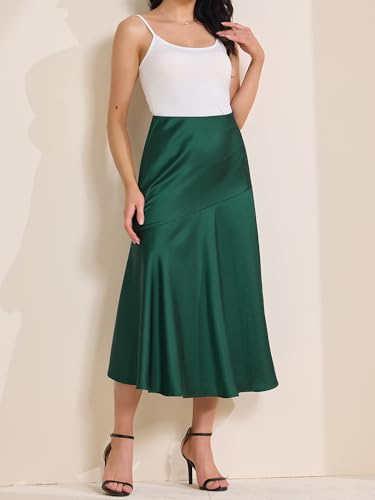Allegra K Women's Satin Maxi Skirt Fall High Waist Flowy Elegant Work Mermaid Skirts2