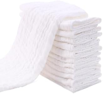 Minuche 10'lu Müslin Bebek Ağız Mendili 25X50 cm - 4 Katlı Ultra Yumuşak%100 Pamuk Müslin Bez - Görsel 1