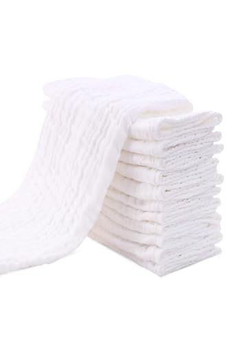 Minuche 10'lu Müslin Bebek Ağız Mendili 25X50 cm - 4 Katlı Ultra Yumuşak%100 Pamuk Müslin Bez