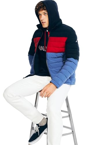 Image of Nautica Men's Reversible Quilted Puffer Jacket -Midweight Mechanical Stretch Winter Coat