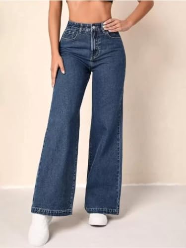 Image of Glossia Denim Baggy Jeans for Women | Stretchable High Waist Straight Fit Jeans for Women | High Rise Stretch Denim | Loose Fit Plus Size Denim (Sizes - 24 to 44) WJ11-1205-$