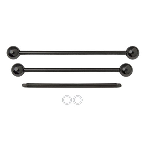 Bodyjewelryonline Industrial Barbell, Removable Opal/Moon Charms, 14 Gauge Cartilage Ring Steel, 3 Barbells [2 Extra Bars],Black Opal, Black Ip Coated, Long-Lasting Color, Durable #TOP1