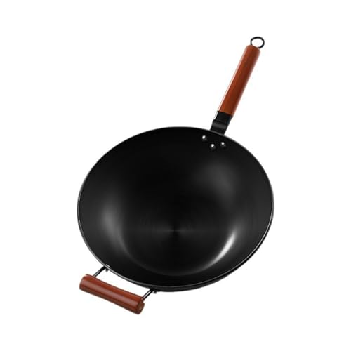 Wok tradicional de hierro con fondo plano de 34 cm miniatura 1