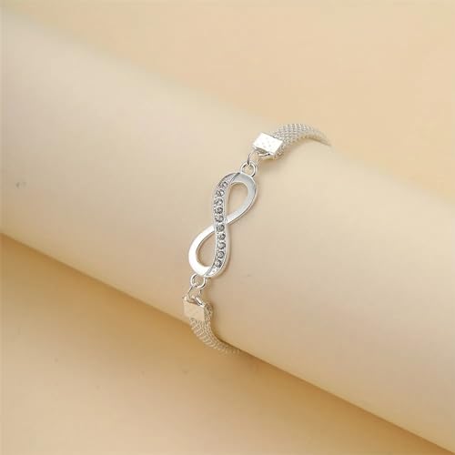 Image of Fesciory Silver Ankle Bracelets for Women, Adjustable Rhinestone Pendant Tennis Anklet, Butterfly Heart Infinite Diamond Summer Beach Foot Chain Jewelry Gifts