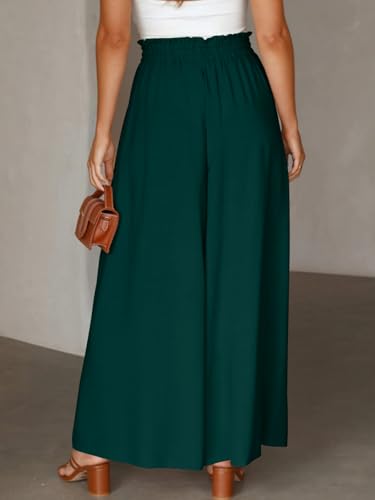 Plus Size Womens Wide Leg Pants Casual Elastic High Waist Flowy Pants Drawstring Palazzo Pants with Pockets3