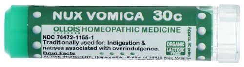 OLLOIS Nux Vomica 30c, Organic, Lactose-Free Homeopathic Medicine, 80 Pellets (Pack of 1)
