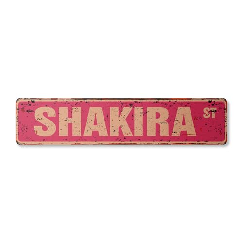 Placa de calle vintage SHAKIRA con nombre para habitación infantil, placa metálica