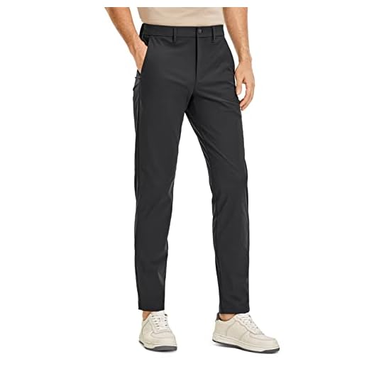 CRZ YOGA Men's All-day Comfy Golf Trousers - 28"/30''/32''/34'' Quick Dry Lightweight Work Casual Pants with Pockets Ink Gray 30