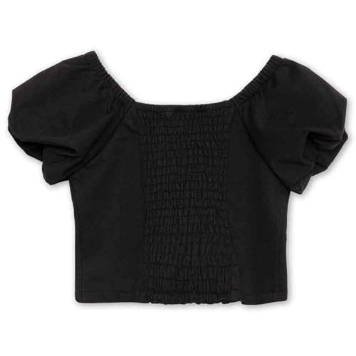 Image of Speechless Girls' Short Sleeve Knit Denim Studded Pullover Top