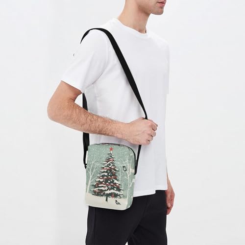 MCHIVER Small Messenger Bag Snowy Christmas Tree Green Crossbody Bag for Men Women Fanny Packs Purse for Office Concert3