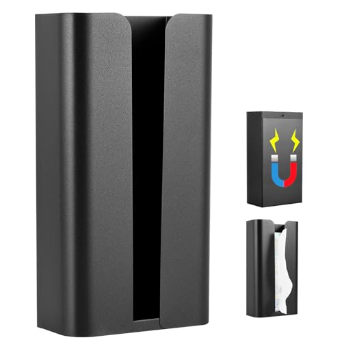 Wowfill マグネットティッシュケース ペーパーホルダー 長方形 片手で切れる キッチン 浴室 お風呂 洗面台 (薄式-黑)