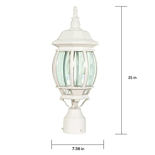 Image of Nuvo 60 /897, 3-Light Outdoor Post Lantern, White, Beveled Glass