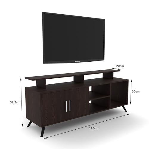 Image of ESTANTERIA Engineered Wood TV Entertainment Unit Set Top Box Stand Tv Ttand Table /TV Cabinet with Shelves for Books & Dcor Display Unit Bed Living Room Upto 55 Inches - DIY (Dark Wenge)