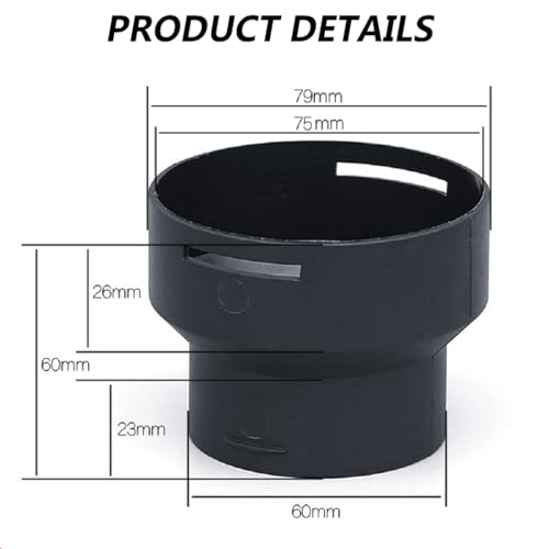 FiTspi 60 mm do 75 mm ogrzewanie postojowe, reduktor, złącze kanałowe, łącznik kanałowy, adapter wyjściowy, rura konwertera, kompatybilna z grzejnikiem na olej napędowy Webasto