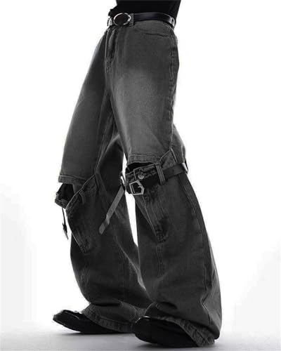 Men's Relaxed Bell Bottom Fit Comfort Flared Retro Leg Denim Jeans Ripped Distressed Pants4