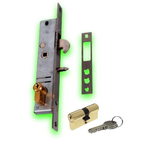 DECO FER FORGE-Serrure à Crochet-Pour Porte Portail Coulissant- 1 Pcs Reversible Din Droite Gauche-Cle incluse Contre plaque Tetiere Carré-Interieur Exterieur Durabilité Superieure Verrouillage Rapide