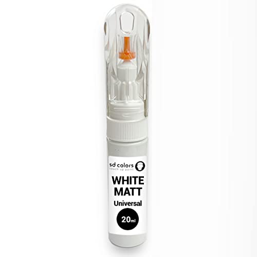 SD COLORS Lackstift Universalmatte weiß 20 ml für die Reparatur von Autos, Metall, Holz, Kunststoff, Fenster, Rahmen, Türen, Tore