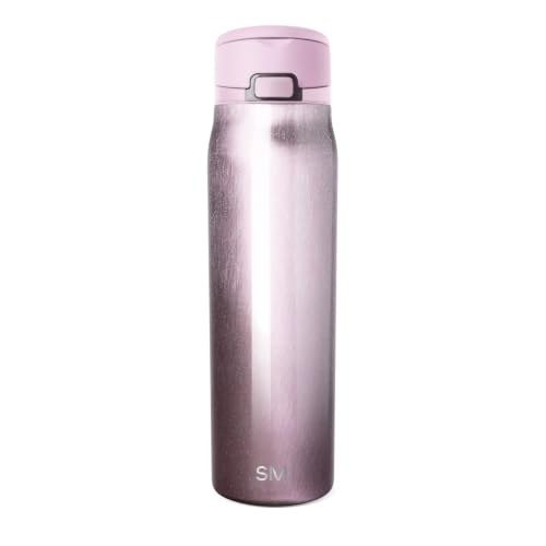 Image of Simple Modern Water Bottle with Straw & Handle | 30oz | Cateye | Mesa Loop Insulated Water Bottle for School, Sports, Travel | Leak Proof, Stainless Steel | Strawberry Milk Cateye