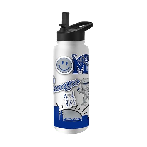 Image of Logo Brands NCAA Native 34 oz Quencher Water Bottle - | Local Icons Design | Double-Wall Insulated| Leak-Proof Lid & Built-In Straw