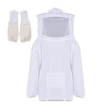 Trintion Imkerjacke Imkeranzug Imkerkleidung XXL Polyester Cotton mit Zaunschleier Professionelle Bienenschutz Weist Bienen und Insekten für Professionelle Imker und Anfänger Beekeepers (Weiß)