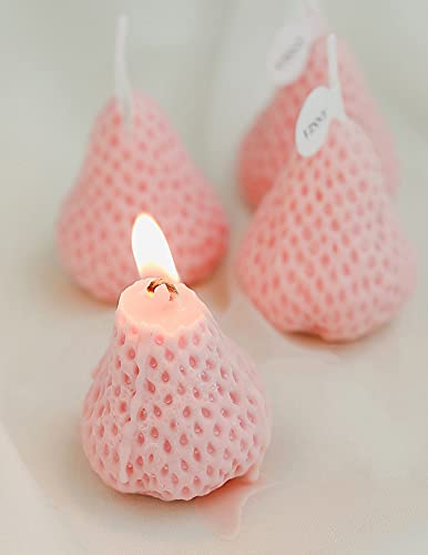 Scented Candles Strawberry Shaped,4 Pcs Fruit Aroma Soy Wax Decorative Candle For Table Photo Prop,Prefect Gift For Meditation Stress Relief Mood Boosting Bath Yoga-70G (Pink) #TOP3