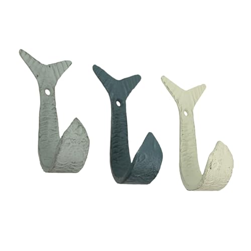 Zeckos Set of 3 Cast Iron Flipping Fish Wall Hooks