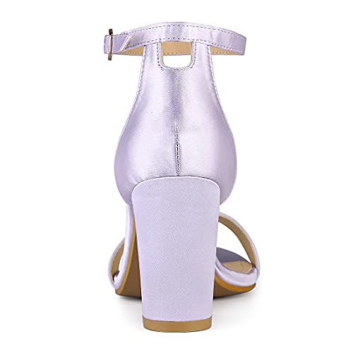 Allegra K Women's Satin Open Toe Ankle Strap Chunky Heels Sandals3