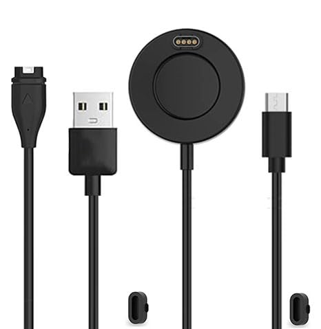 2 Pack Charger Compatible for Garmin Vivoactive 6 5, Instinct 3 2, Forerunner 55 255 265 165 965 955, Venu 3S 2 Sq, Approach S12 S44 S70 USB C&USB-A Charger Dock Cable