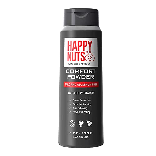 Happy Nuts Comfort Powder - Anti-Chafing, Sweat Defense & Odor Control For The Groin, Feet, And Body - Body Powder For Men (Unscented, 6 Oz) #TOP4