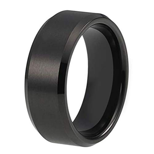 Peora Titanium 10 mm Matte Finish Black Wedding Band Ring for Men...