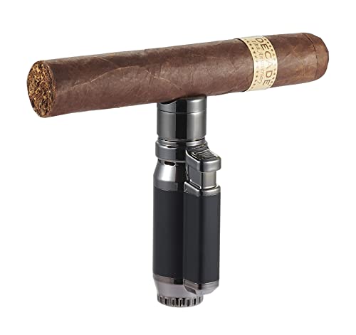 Personalized Visol Bulldog Matte Black Quad Torch Cigar Lighter #TOP3