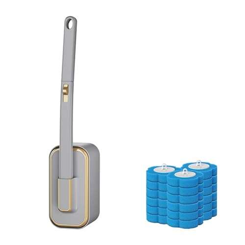 Image of Toilet Brush Holder Set with 18PCS Toilet Brush Refills, Disposable Set (Gray)