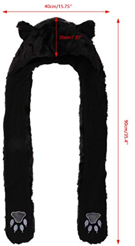Simplicity Ultifunction Animal Hats As Earmuffs, Scarf, Gloves, Black Cat,One Size #TOP3