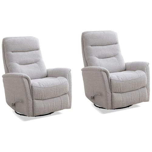 Starlight Canyon Home Bloke Cotton Recliner Nursery Glider Set of 2 – Luxurious Boucle Chair Pair with Swivel Motion for Ultimate Comfort