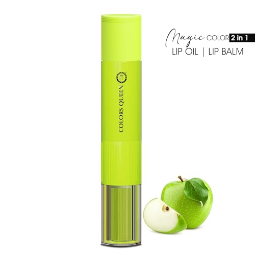 Image of Colors Queen Magic Color 2 in 1 Lip Balm & Oil - Green Apple, 4.5g | Nourishing & Moisturizing for Dry and Chapped Lips | Tinted for Women, Enriched With Shea Butter & Vitamin E
