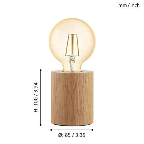 Eglo Turialdo Tafellamp, 1-vlammige lamp, industrieel, vintage, modern, nachttafellampje van hout en staal… - Afbeelding 3