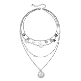 Banemi - Cadena de oro para mujer, medalla de estrella, rosa, cadena Choker para cumpleaños, fiestas, bodas, bodas, Sin gema