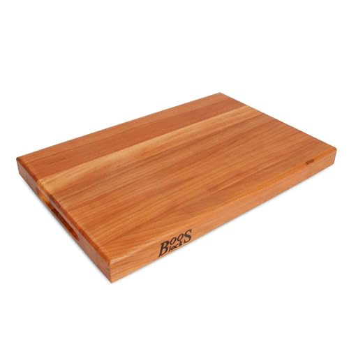 Boos Block Cherry Wood Chopping Board - Thick Wooden Chopping Board - Butchers Block Cutting Board - Safe for Food Preparation - 18 x 12 x 1.5 Inches