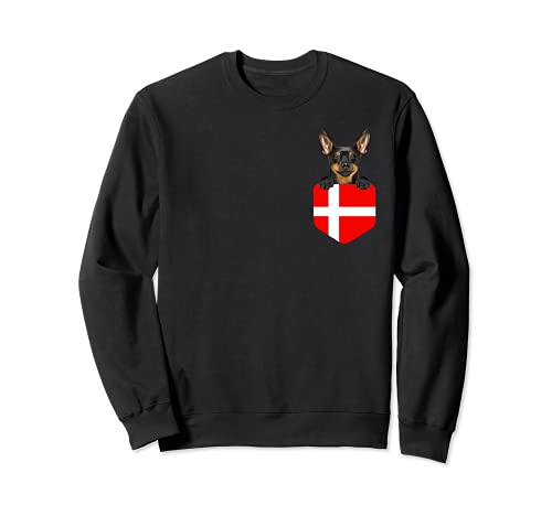 Denmark Flag Miniature Pinscher Dog In Pocket Sweatshirt, Black