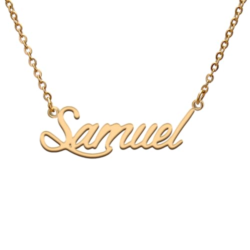 GR859C Samuel Name Tag Necklaces for Her His Friends Familys Relationship Memory Jewelry Gift