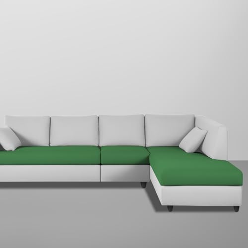 Image of Florian RHS 6 Seater L Shape Sofa Set for Living Room (Green Grey Fabric) Premium Fabric Sofa