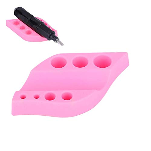 Tattoo Holder Microblading Pigment Ink Cup Tattoo Pen Stand Makeup Tattoo Accessories Tattoo Pen Eyebrow Tattoo Machine Holder Silicone Tattoo Pigment Ink Cotton Swabs Cup Holders(Pink)