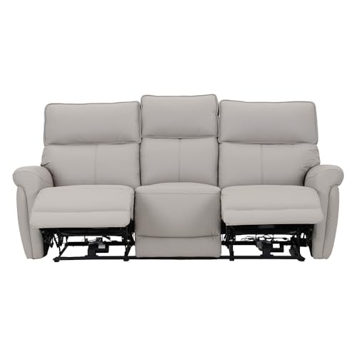 Image of Royaloak Latina Italian Power Motion Half Leather Recliner Three Seater | Genuine Leather | High Backrest Chair | Tufting Design | Designer Armrest | Pocket Springs | Recliner with USB & C Port