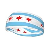 Cute Chicago Flag Sports Headbands Men Women Chicago Workout Headband Sweatband Headbands for Running,Cycling,Yoga