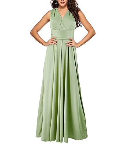 Image of Sexyshine Women's Backless Gown Dress Convertible Multi-Way Wrap Halter Cocktail Dress Bandage Bridesmaid Long Dresses
