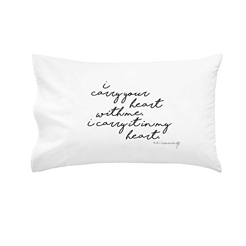 Oh, Susannah I Carry Your Heart with Me. I Carry It in My Heart Pillowcase - Black - (1 20x30 Queen Size Pillowcase Wedding Anniversary Decoration Missing You Gifts