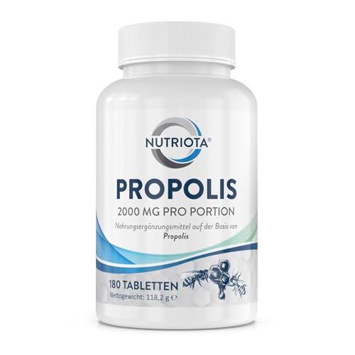 Propolis 2000mg | 180 hochdosierte Propolis Tabletten | Natürliche Unterstützung des Immunsystems, Linderung von Halsschmerzen und starkes Antioxidans